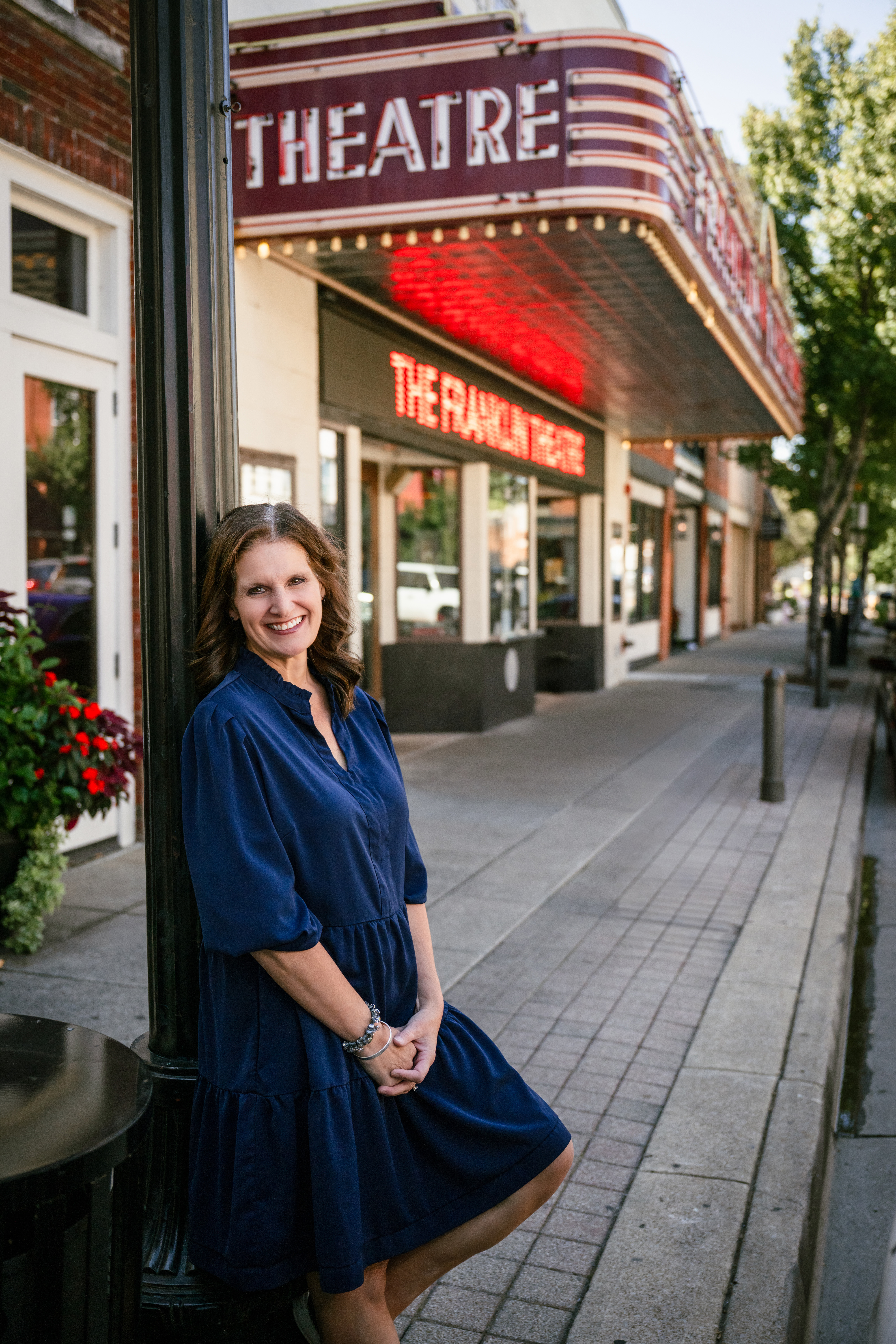 LeeAnn Kampfer outside the Franklin Theatre